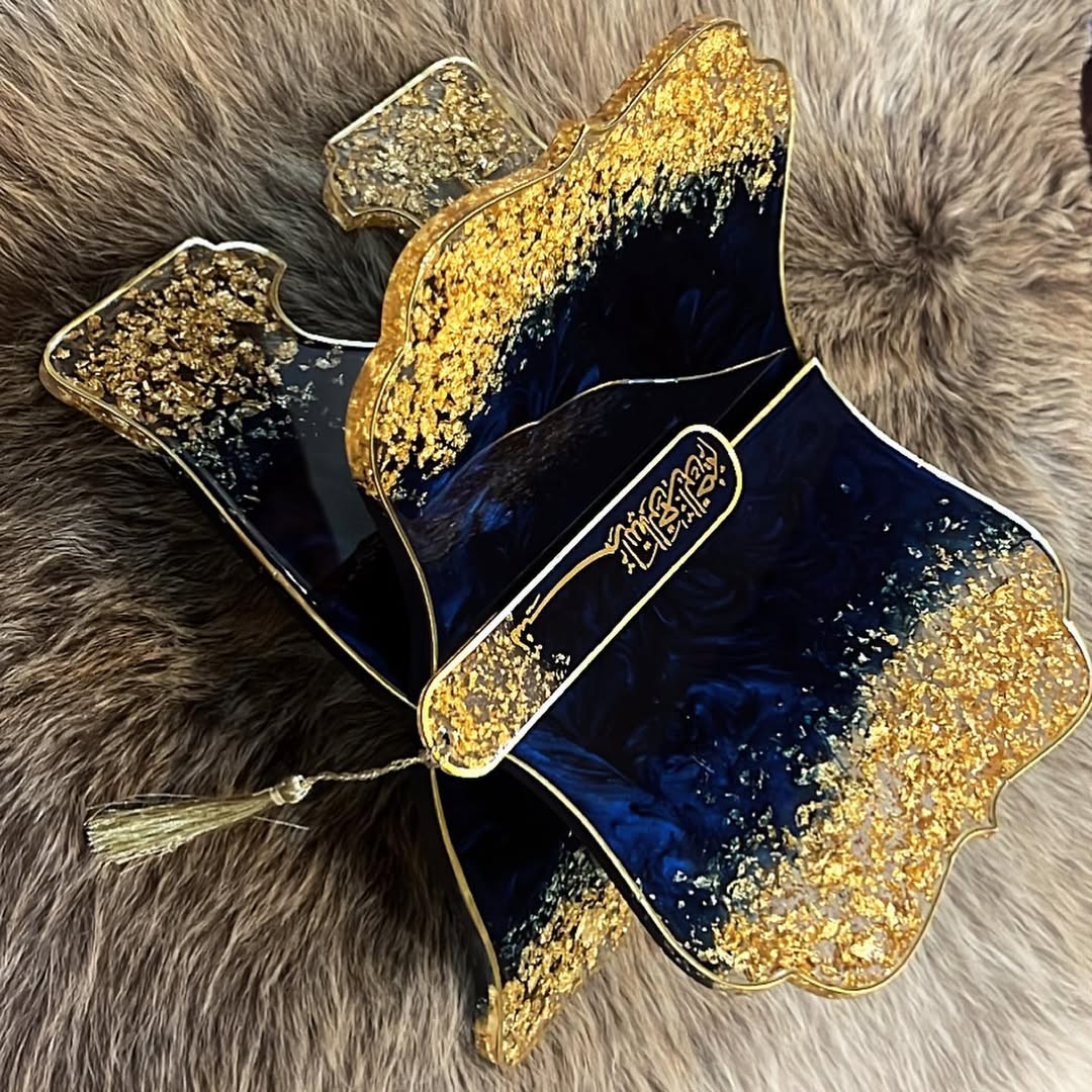 Deep Blue & Gold Quran Book Holder Resin (Rehal)