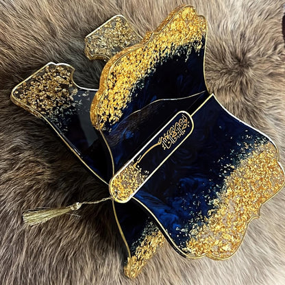 Deep Blue & Gold Quran Book Holder Resin (Rehal)
