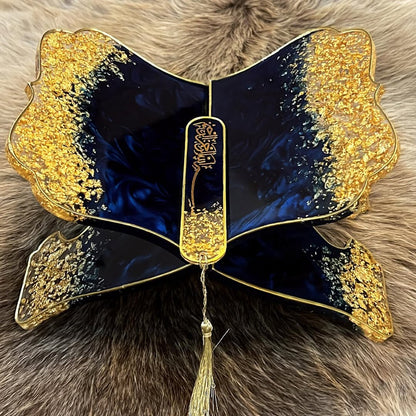 Deep Blue & Gold Quran Book Holder Resin (Rehal)