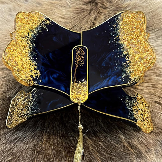 Deep Blue & Gold Quran Book Holder Resin (Rehal)