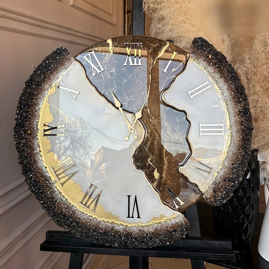 Chocolate  Brown Feather The luxury Resinart Resin Wall Clock