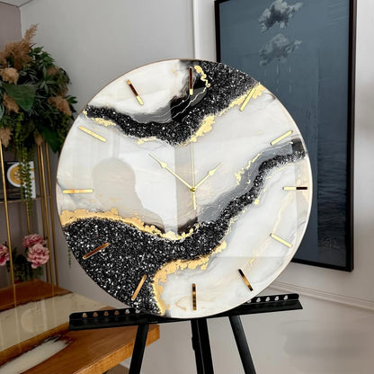 Cream and Black Beauty In the House Resin Wall Clock