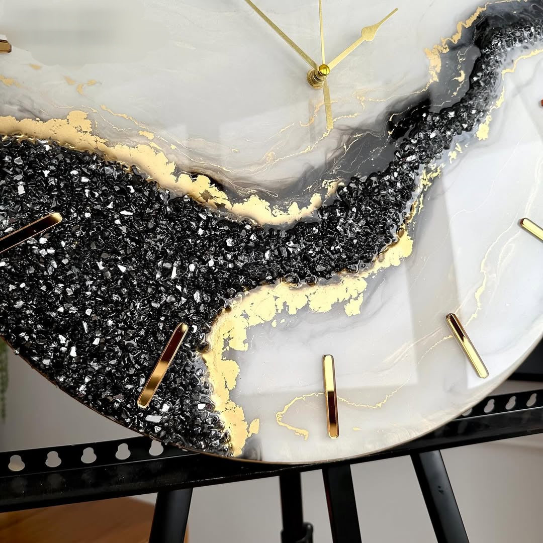 Cream and Black Beauty In the House Resin Wall Clock
