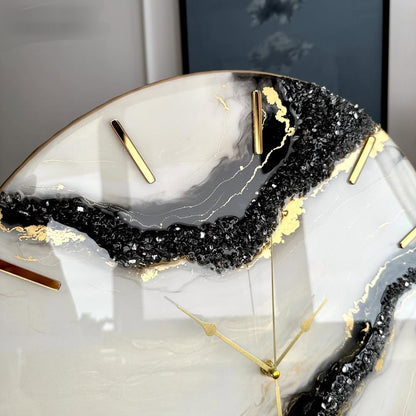 Cream and Black Beauty In the House Resin Wall Clock