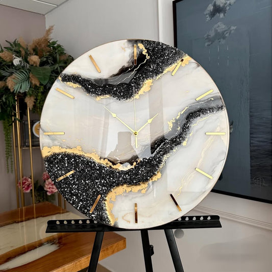 Cream and Black Beauty In the House Resin Wall Clock