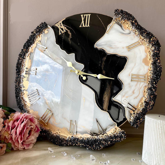 Black Feather The luxury Resinart Resin Wall Clock