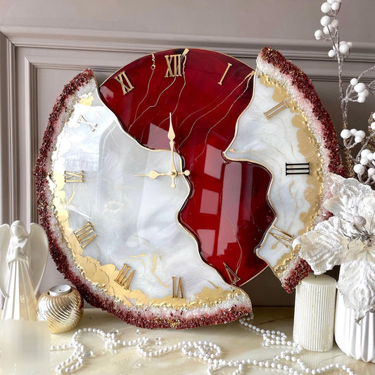 Attractive Red The luxury Resinart Resin Wall Clock