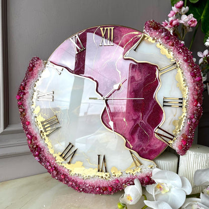 Bubblegum Pink Feather The luxury Resinart Resin Wall Clock