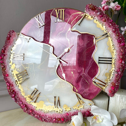 Bubblegum Pink Feather The luxury Resinart Resin Wall Clock