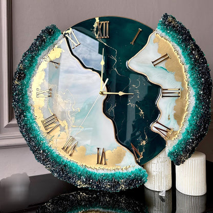 Forest Green Feather The luxury Resinart Resin Wall Clock