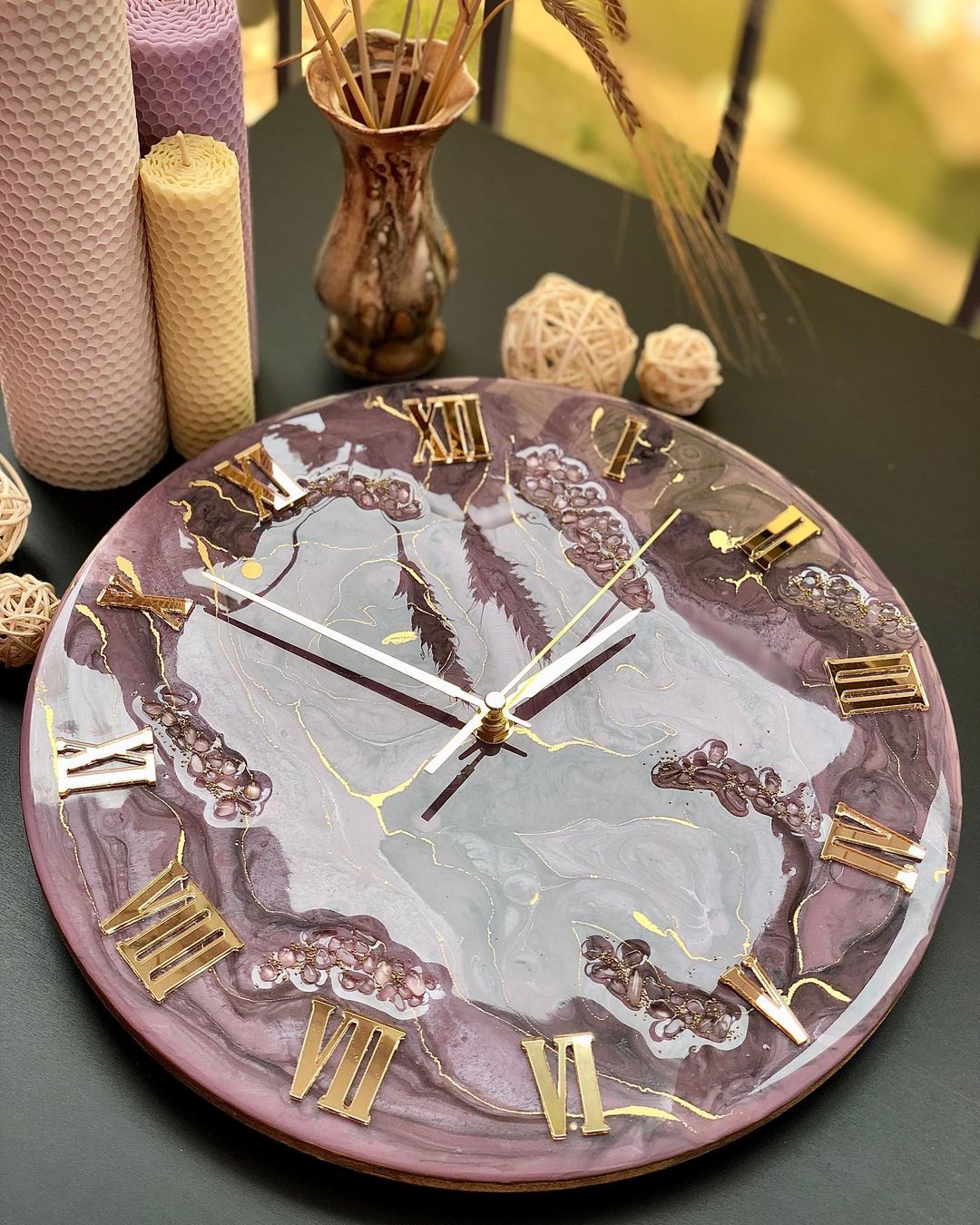 Purple Beauty The luxury ResinArt Resin Wall Clock