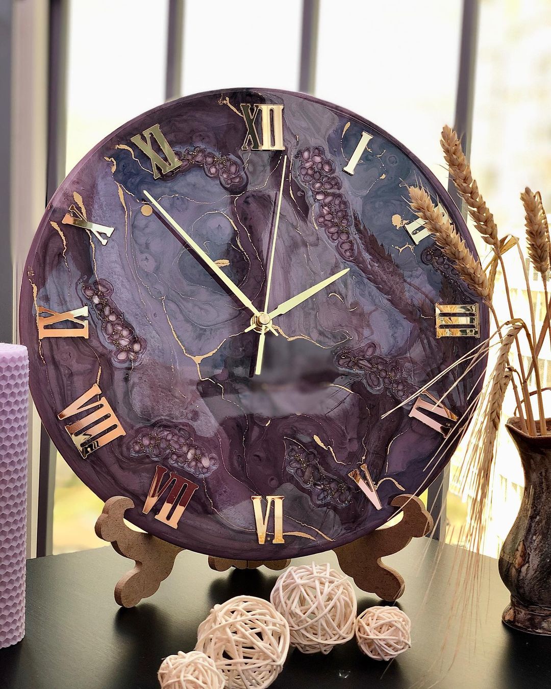 Purple Beauty The luxury ResinArt Resin Wall Clock