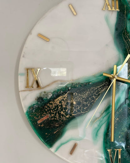 Cream With Green The luxury ResinArt Resin Wall Clock