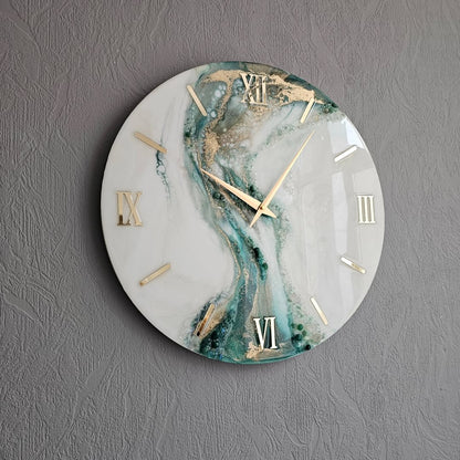 Handmade Cream Green Resin Wall Clock