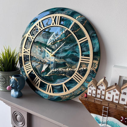 Buy Shiny Ocean With Stones | Epoxy Resin Wall Clock