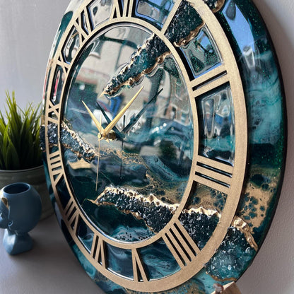 Buy Shiny Ocean With Stones | Epoxy Resin Wall Clock